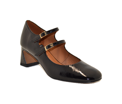 DAMDO - Shiny leather low heel Mary Jane Negro